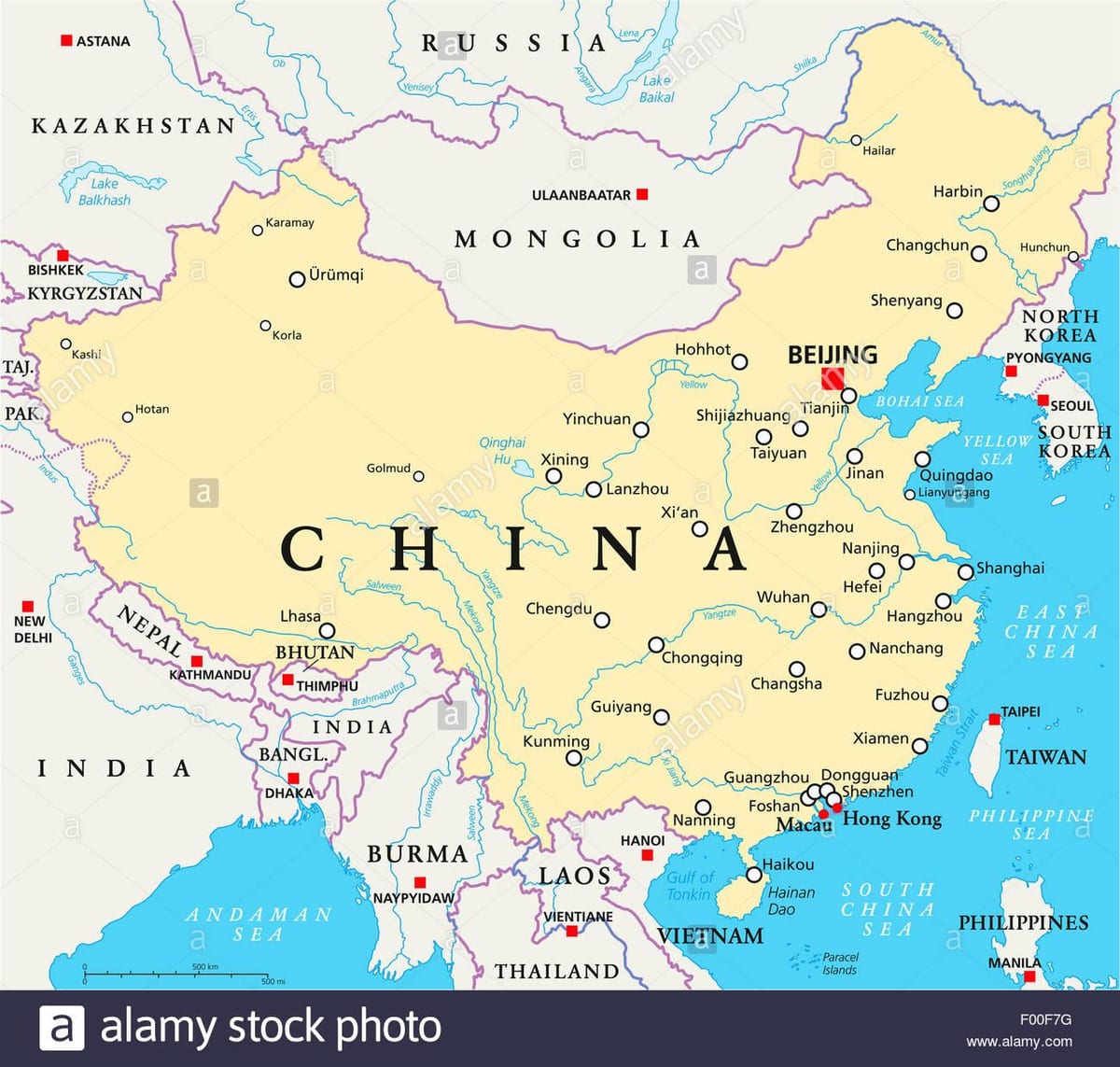 China mapa da cidade capital