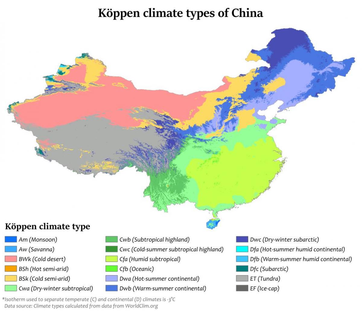 clima mapa da China
