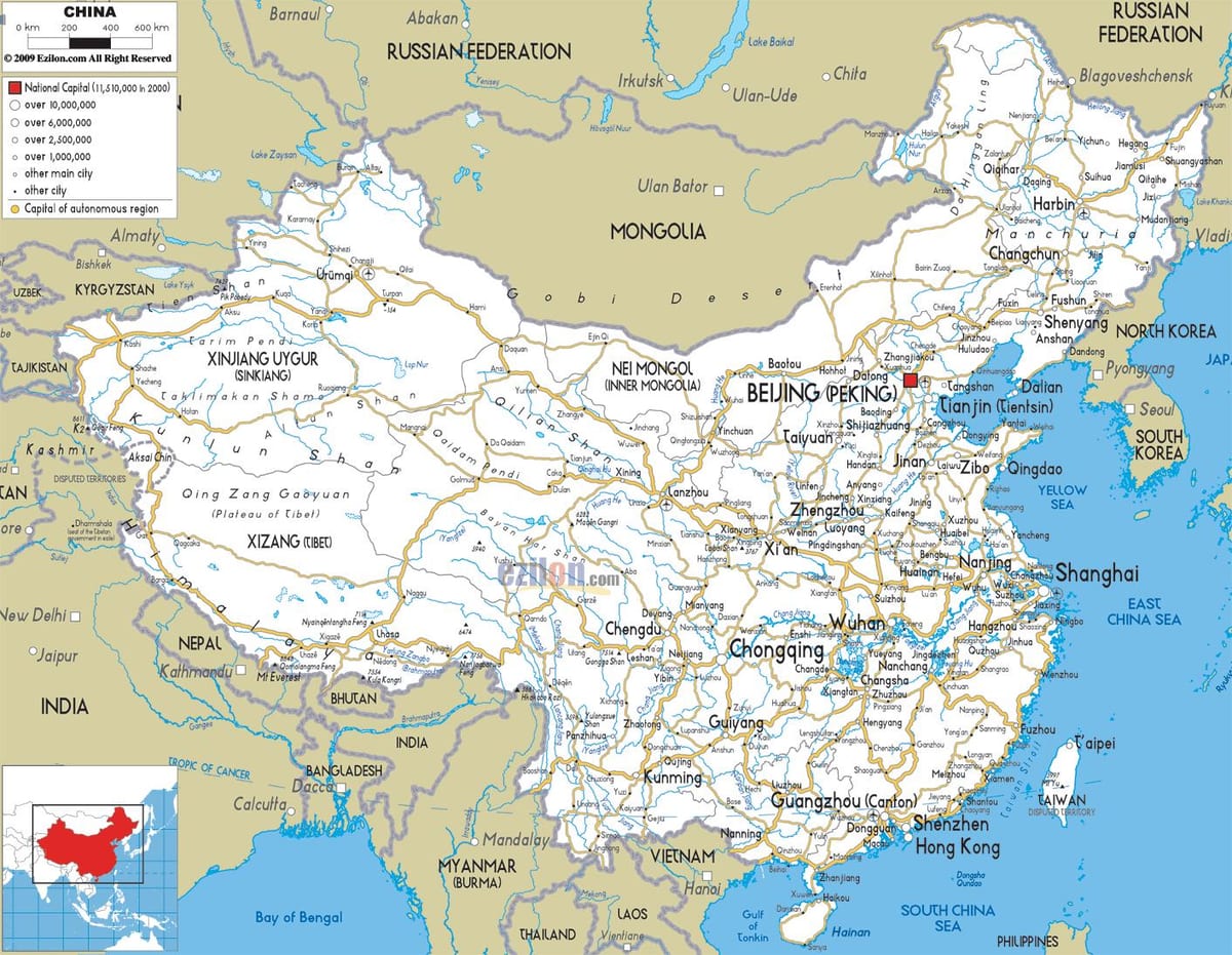 China estradas mapa