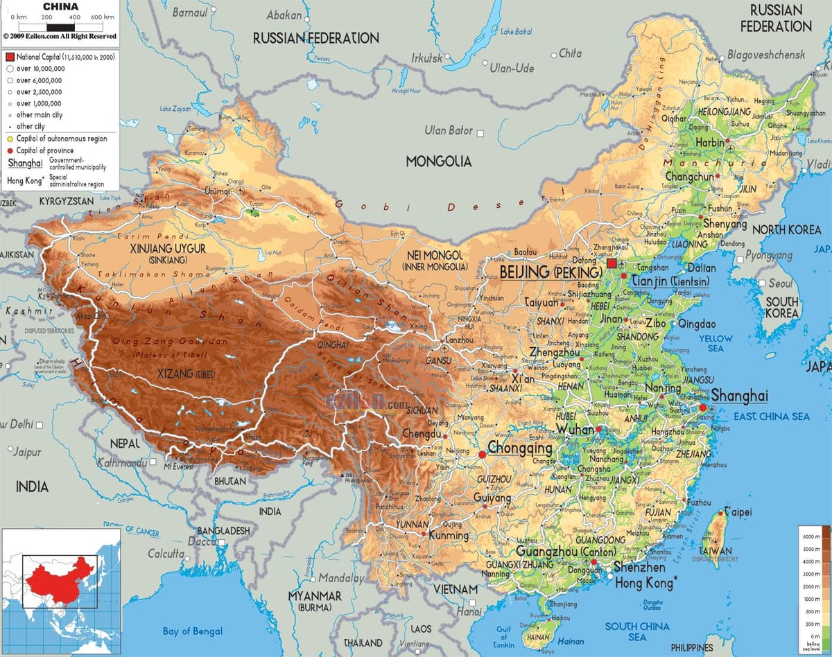 mapa na China