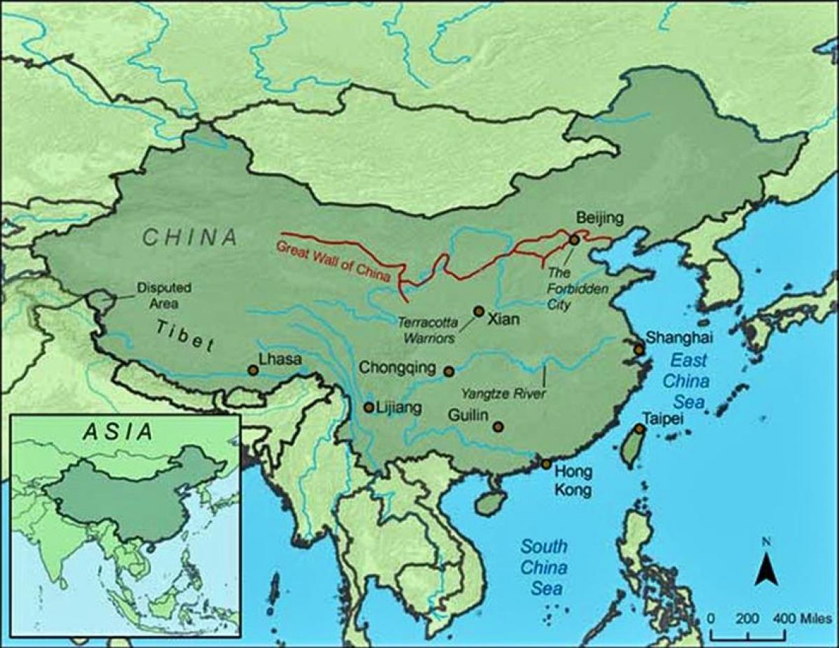 mapa da China great wall