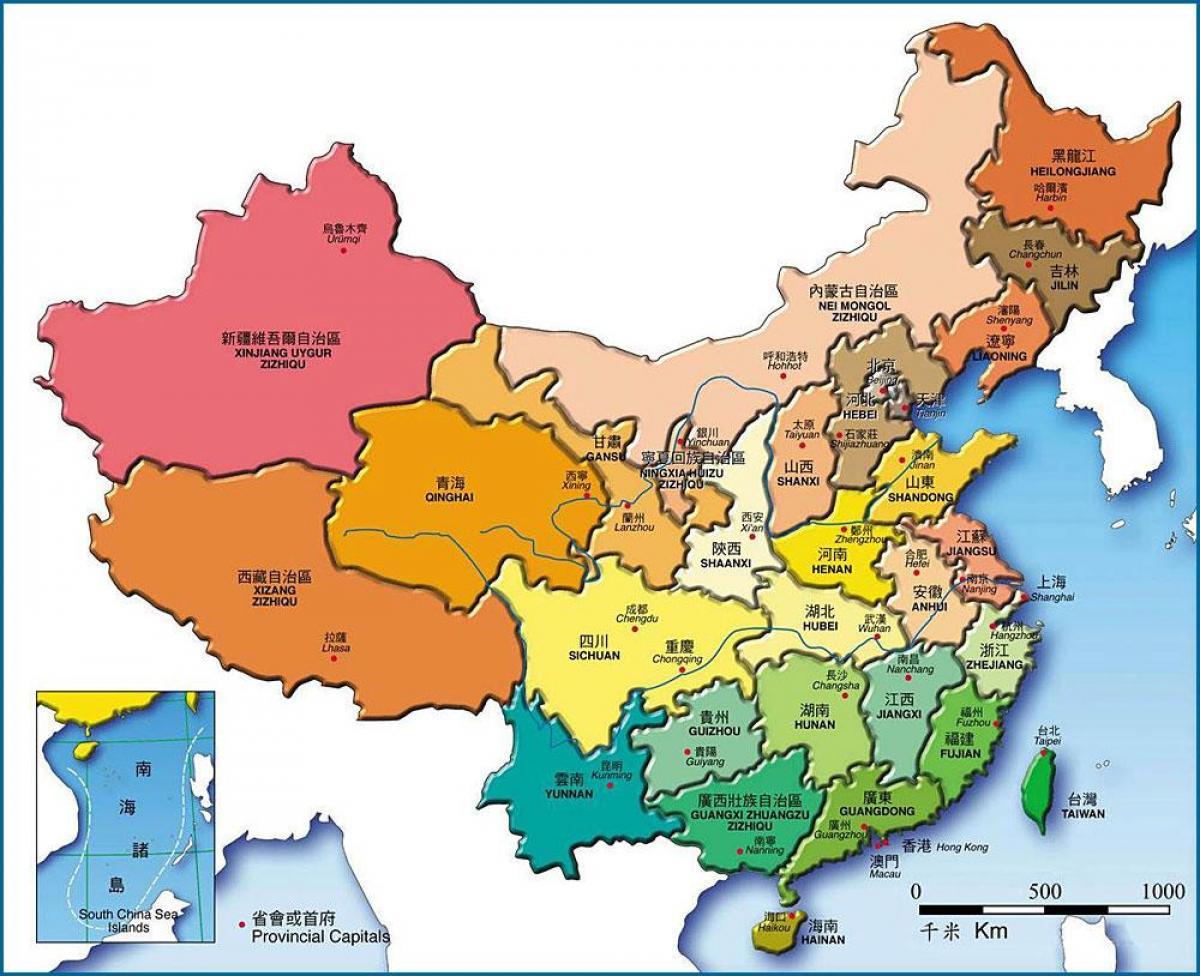 mapa de províncias chinesas