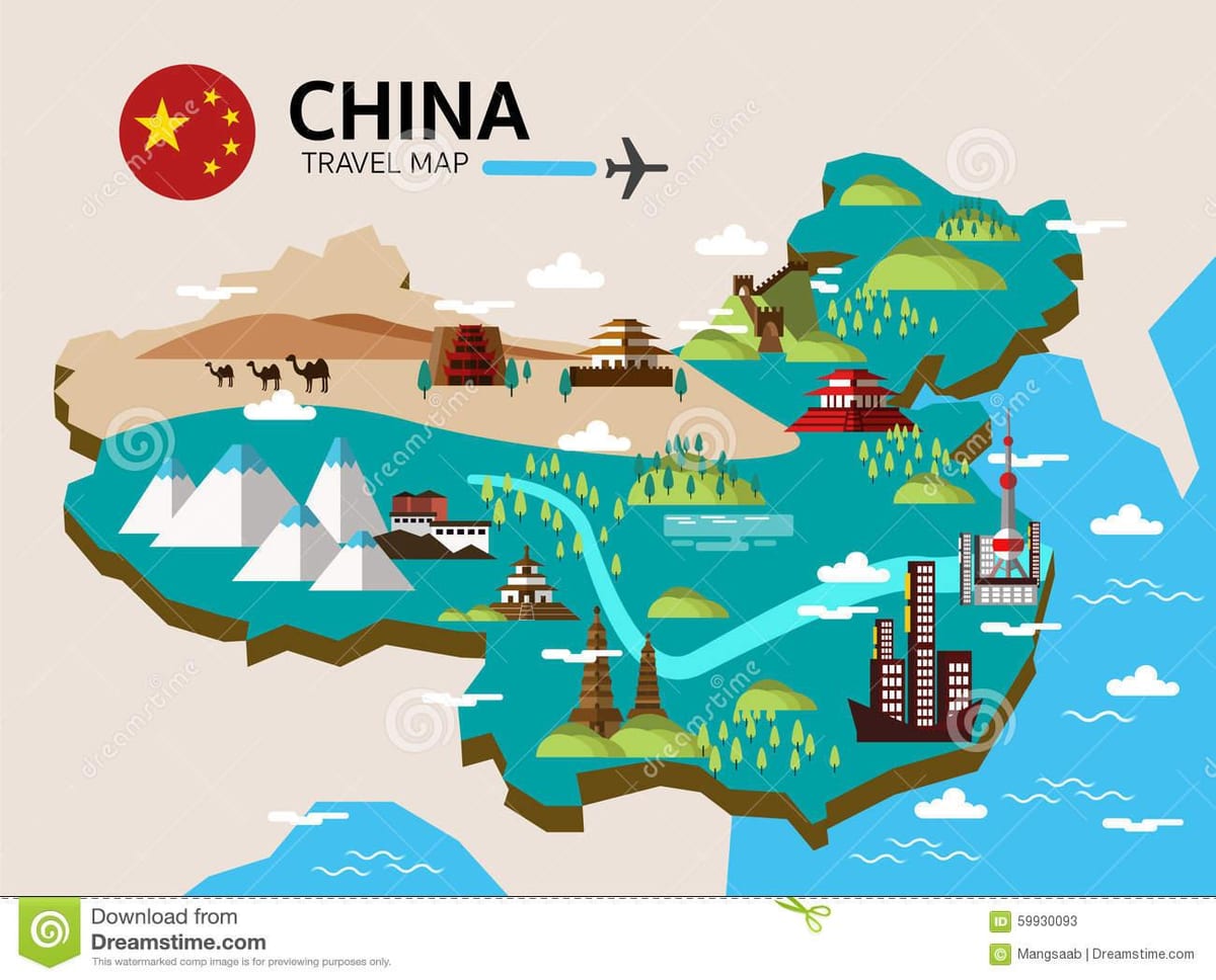 mapa de viagens da China