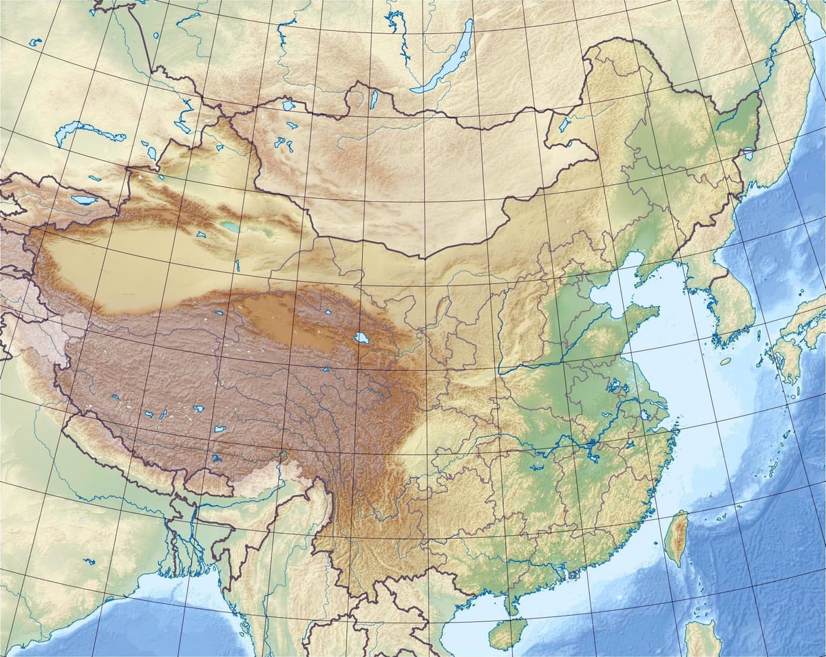 mapa em relevo da China