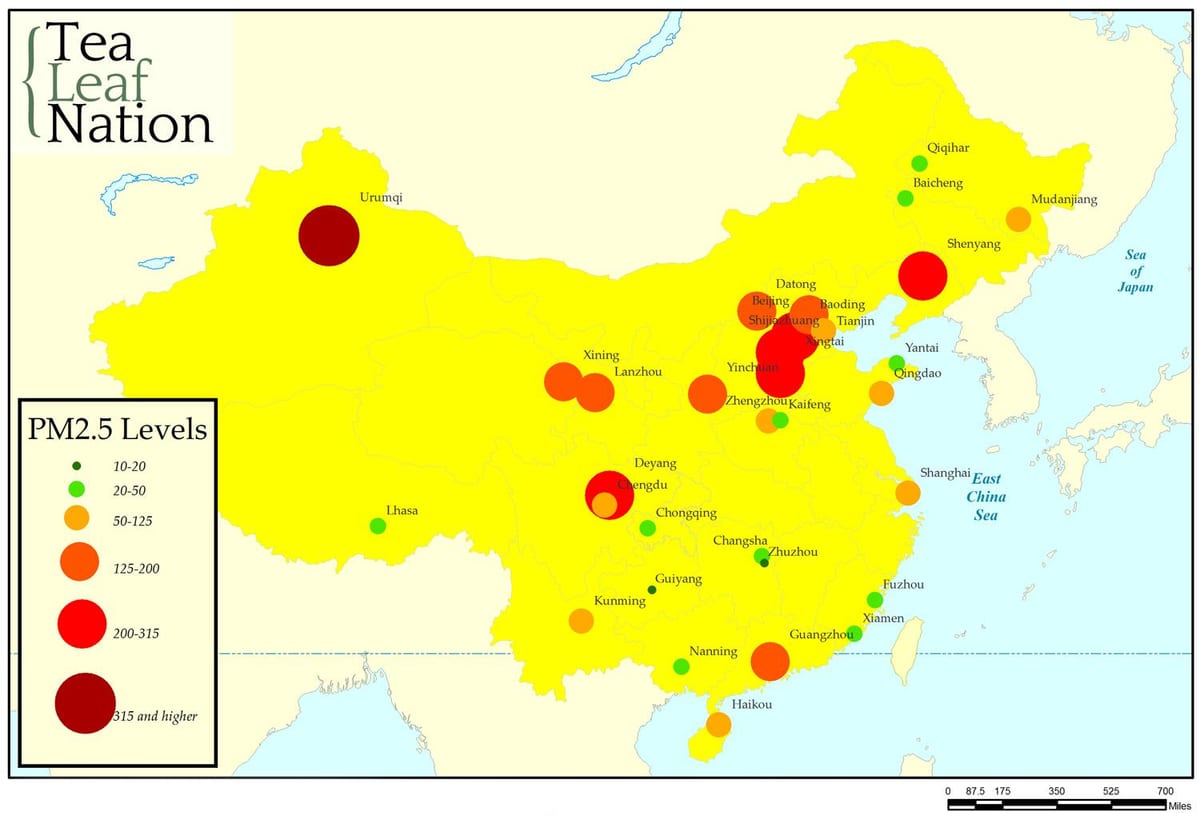 poluição mapa China