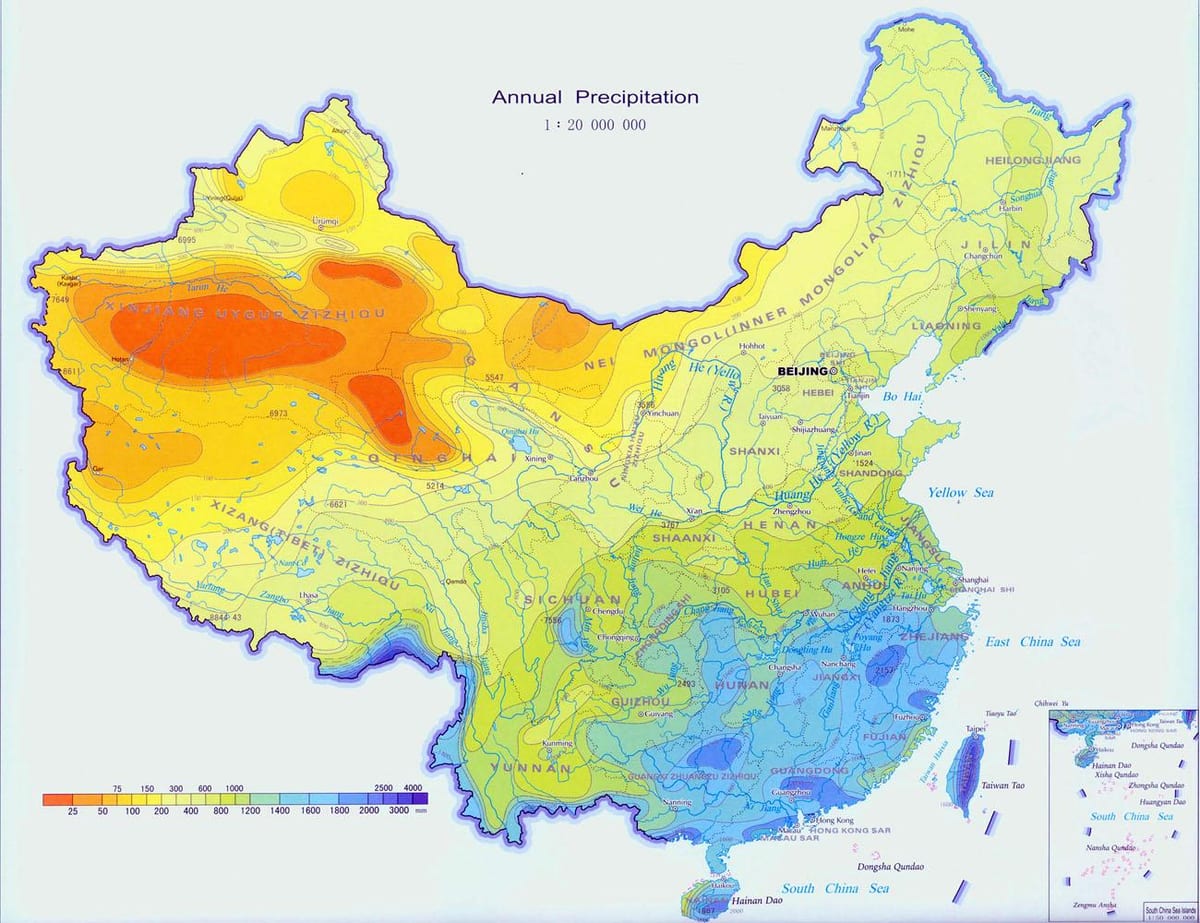 China chuva mapa