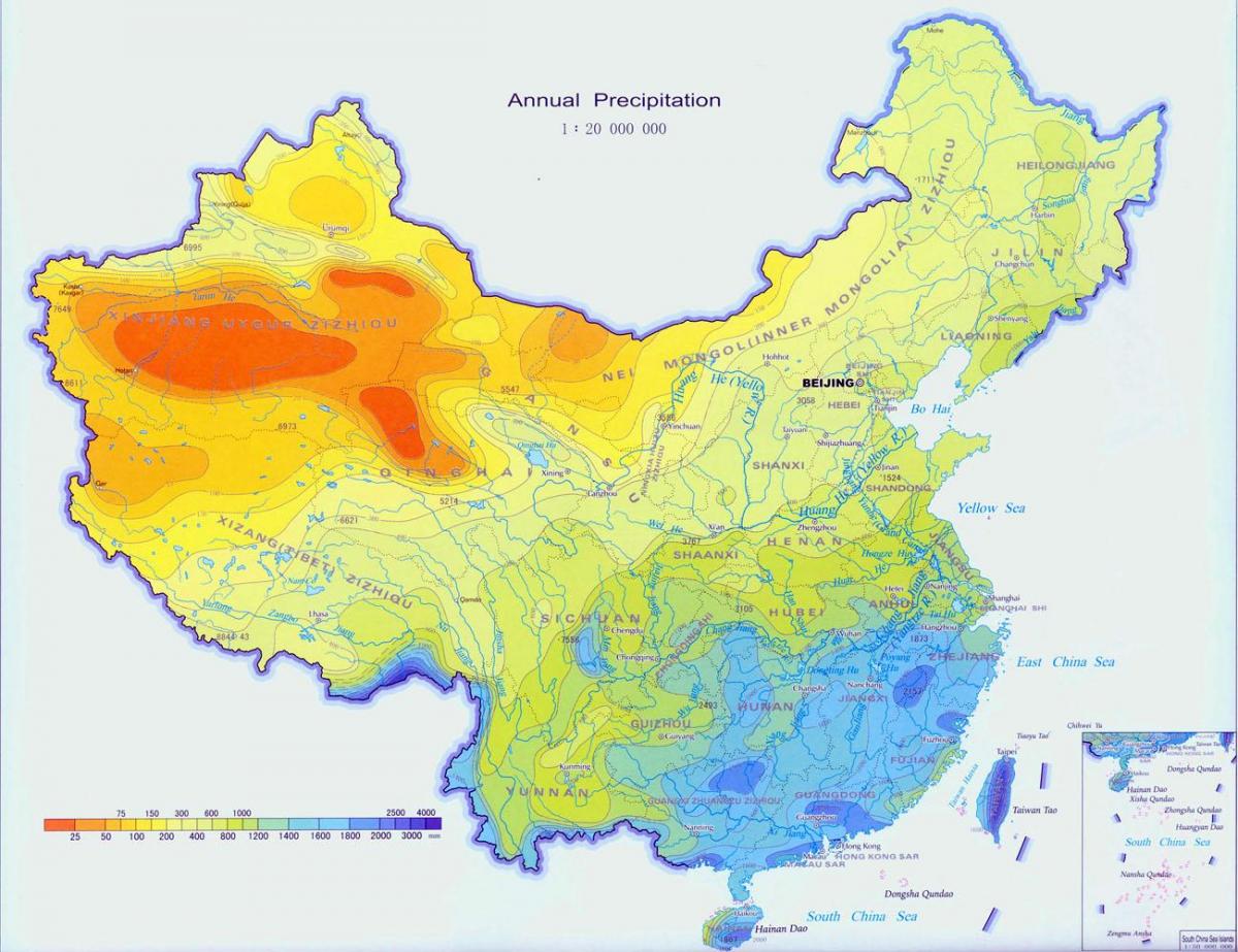 China chuva mapa