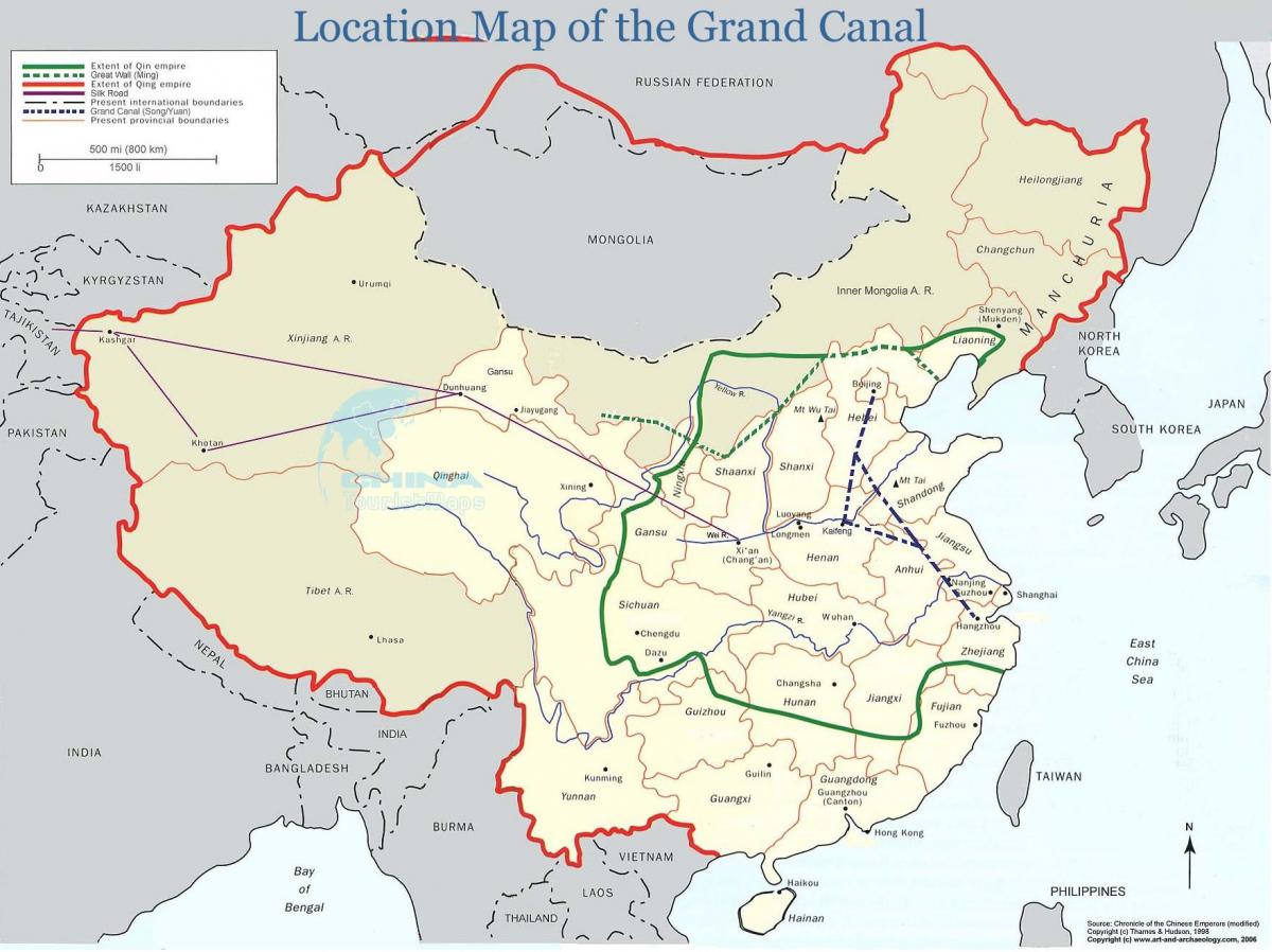 mapa da China grand canal