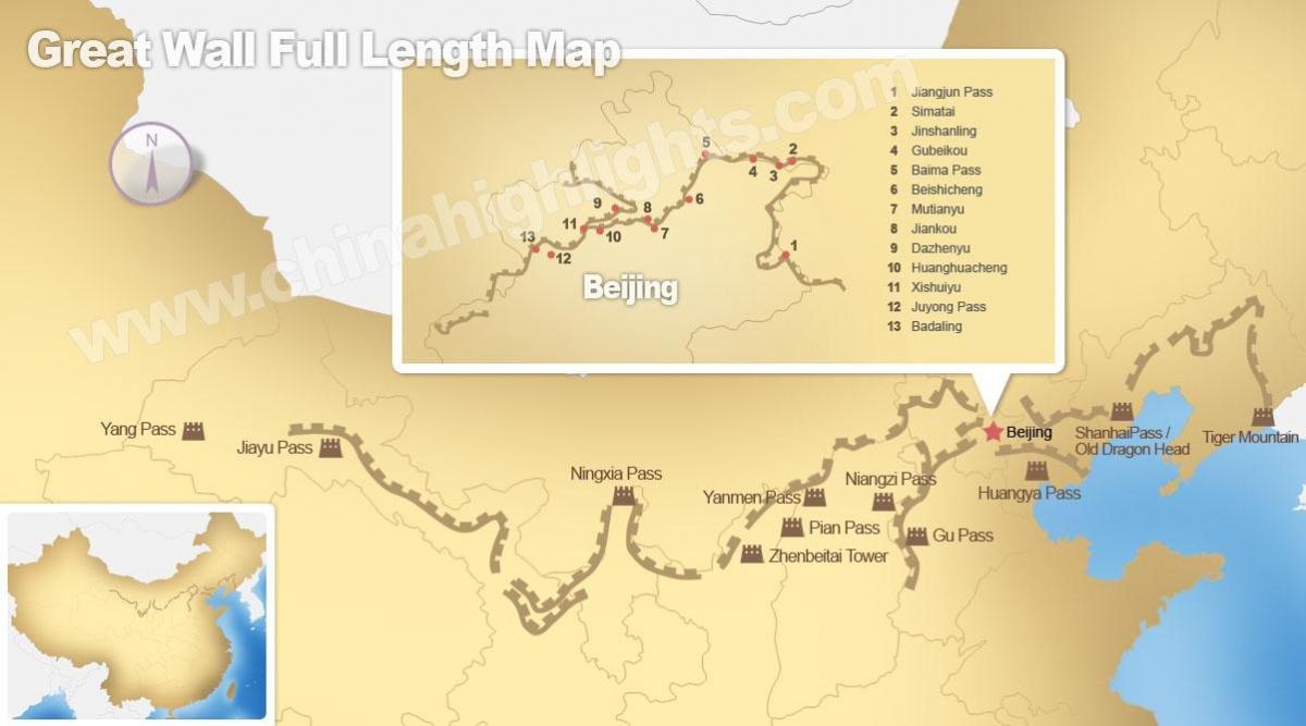 a grande muralha da China mapa