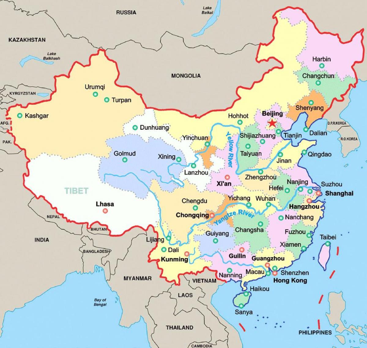 China grandes cidades mapa