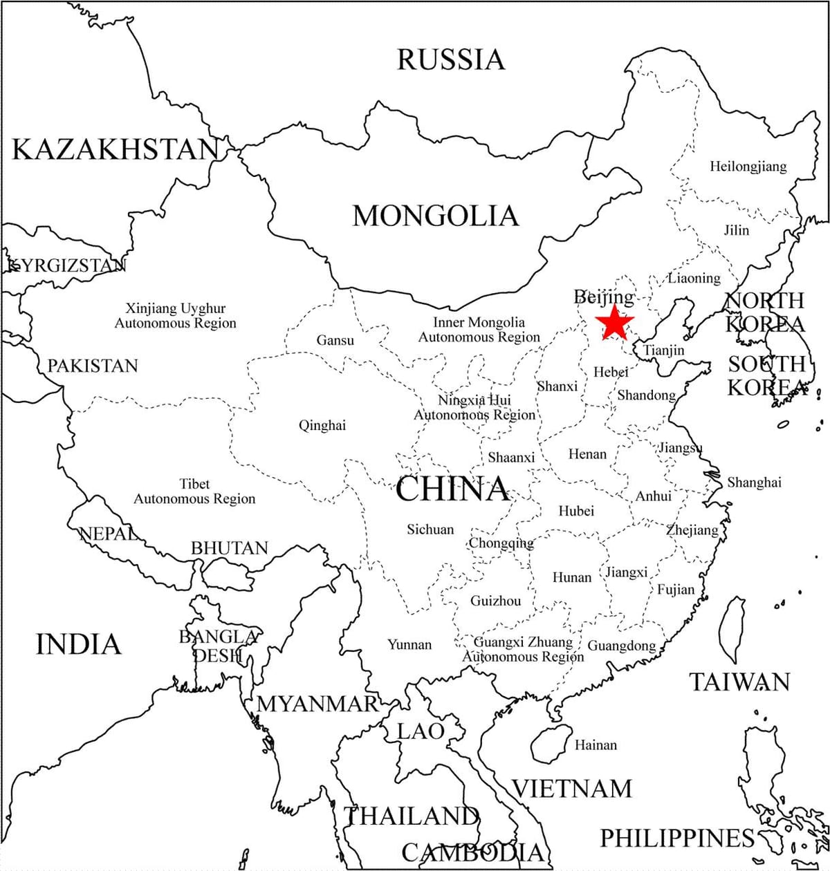 províncias da China mapa