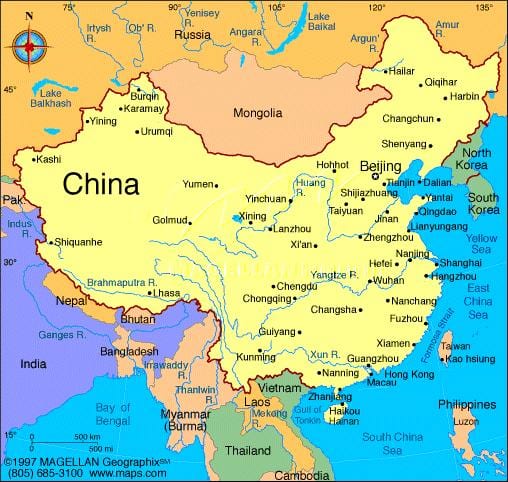 China mapa detalhado