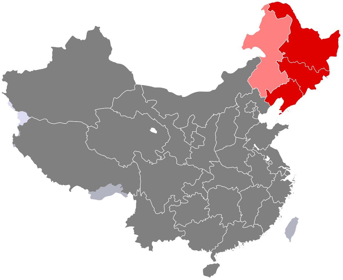 nordeste da China mapa