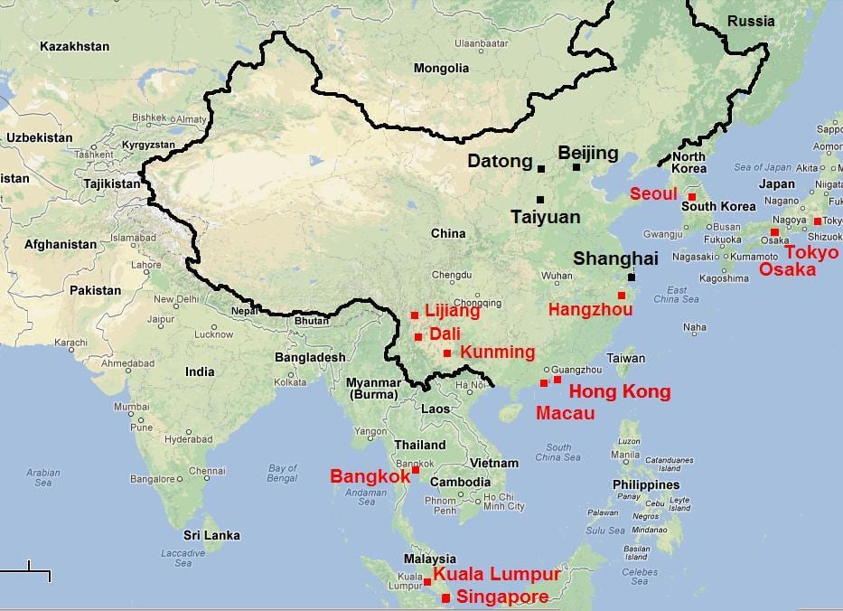 o sul da China mapa