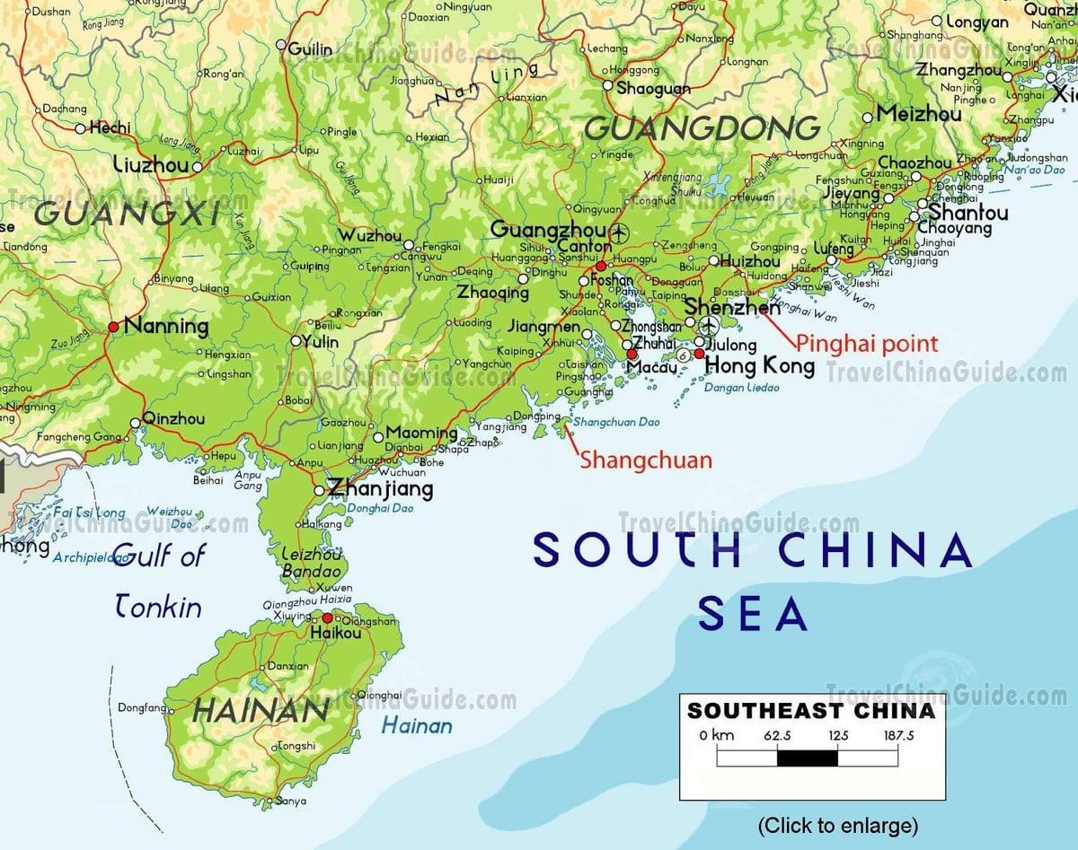 A China do sul mapa