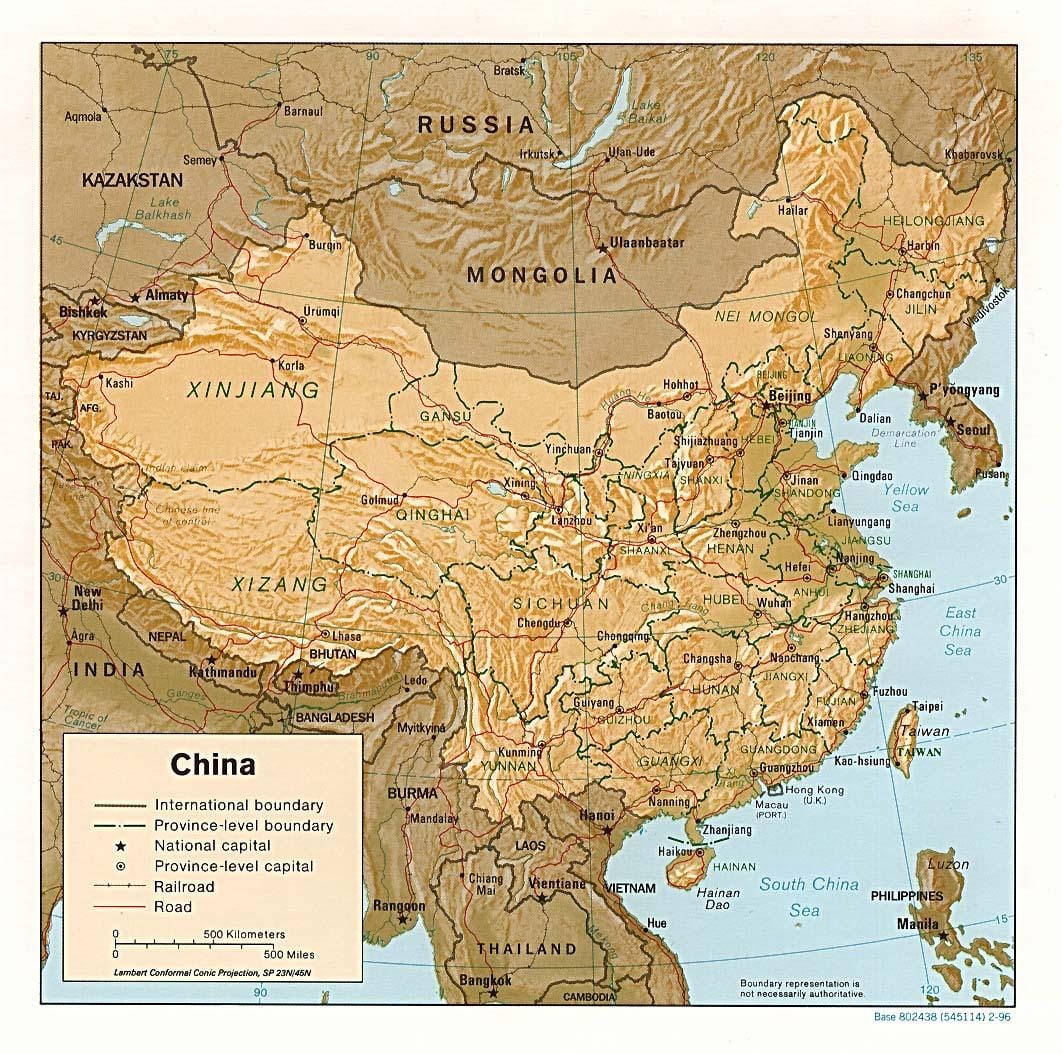 mapa geográfico da China