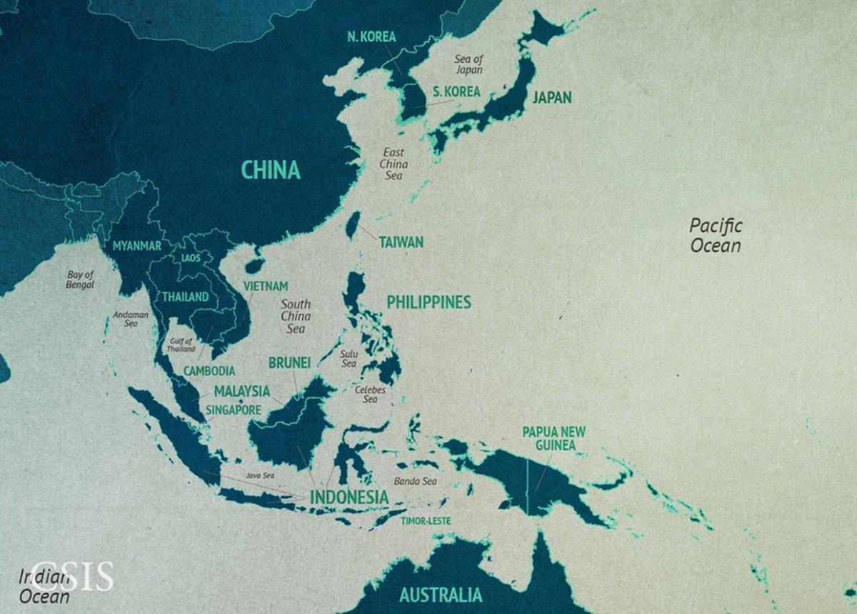 A China, mar do sul da China mapa