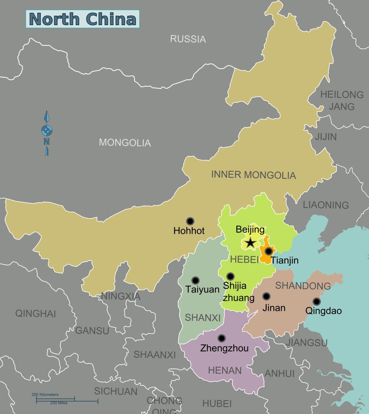 mapa do norte da China
