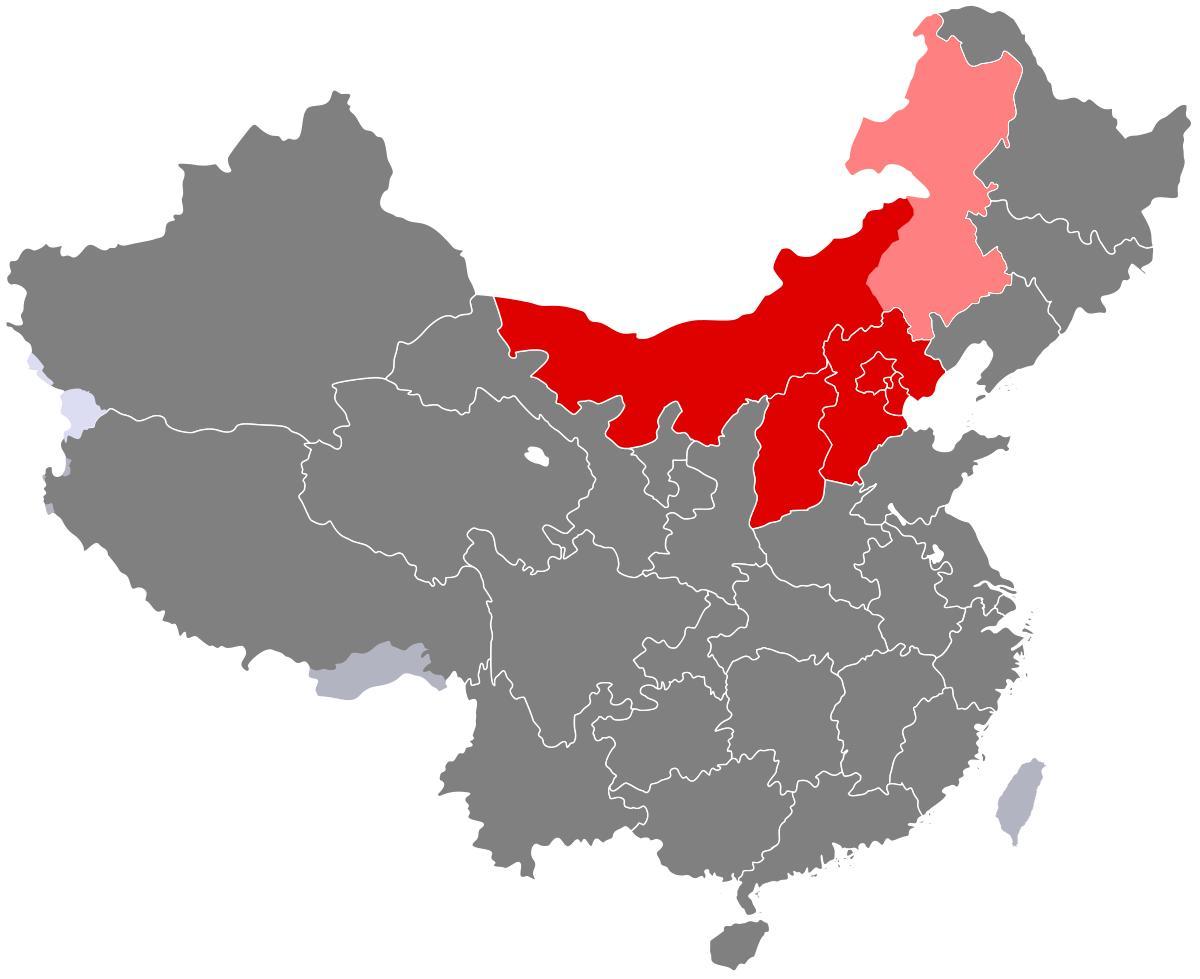 mapa do norte da China