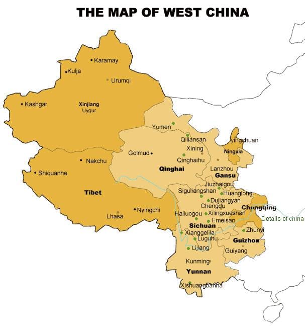 mapa de west China