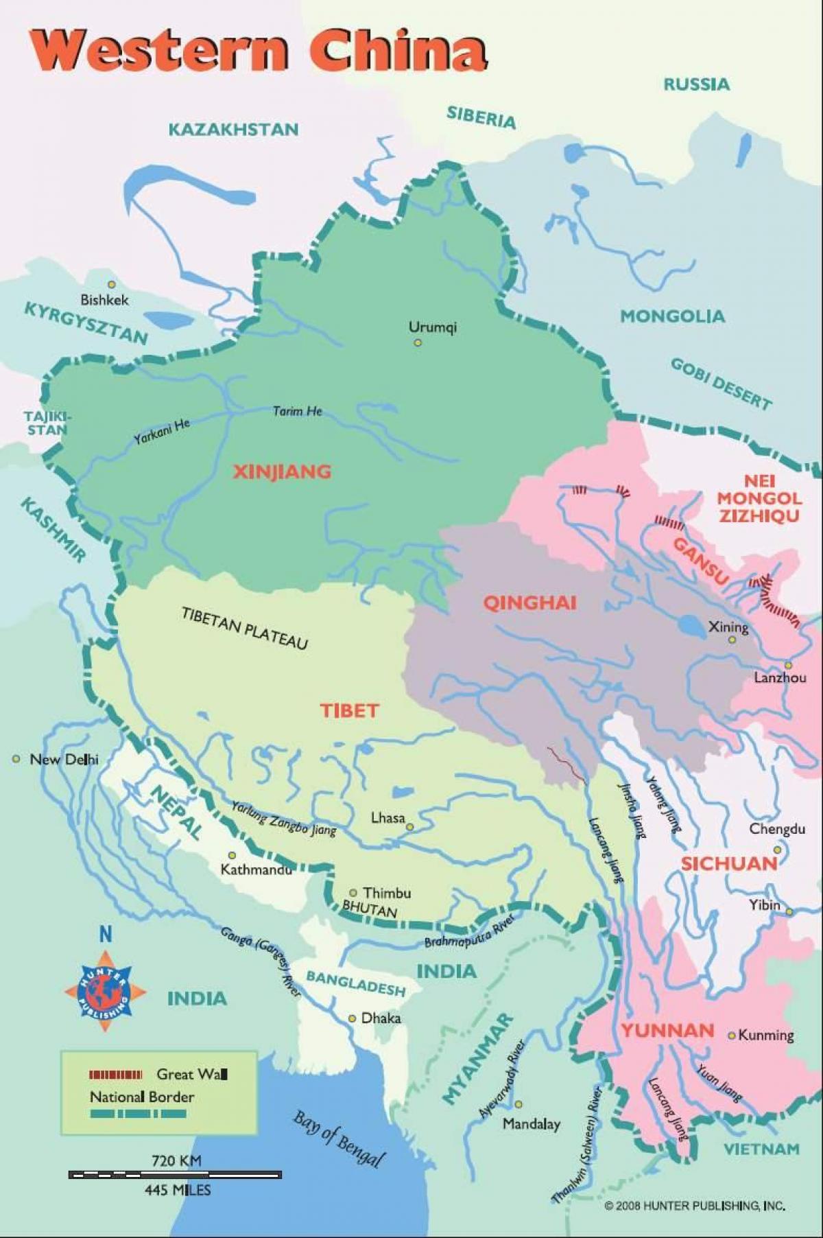 mapa da China ocidental