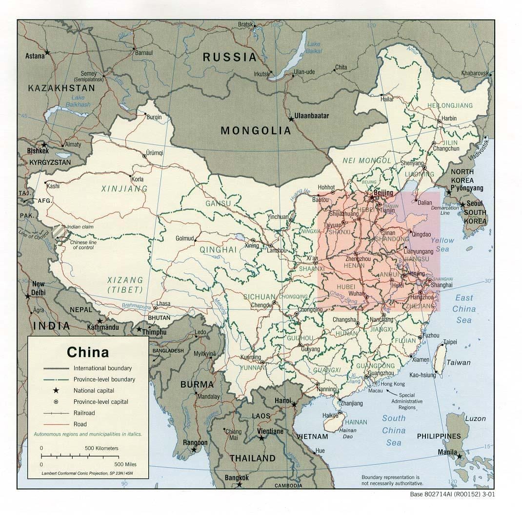 mapa da planície norte da China