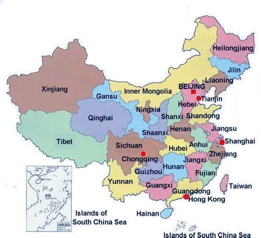 provincial mapa China
