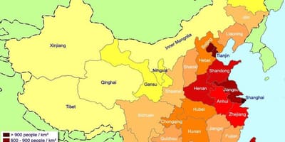 Mapa de população da China