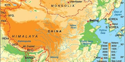 China mapa de elevação