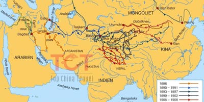 Mapa da rota da seda na China antiga