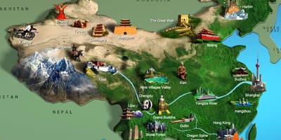 Mapa da China atrações turísticas