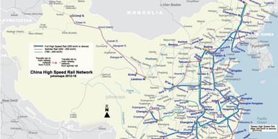 Transporte ferroviário de alta velocidade na China mapa
