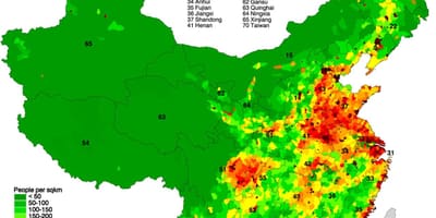 População do mapa de distribuição da China