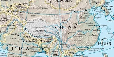 Mapa da China montanhas