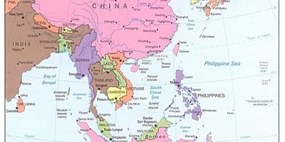 Mapa da China oriental da rota