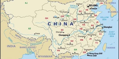 Mapa das províncias chinesas e capitais