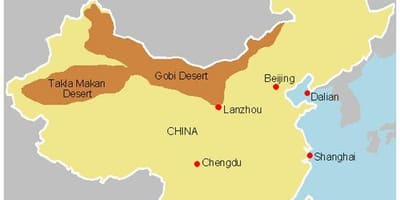 Mapa da China desertos