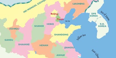 Mapa do leste da China