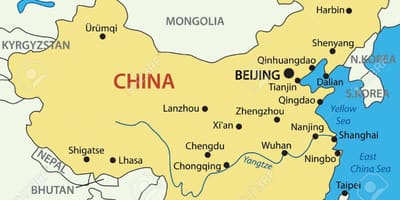 Mar amarelo China mapa