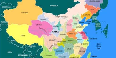 Província da China mapa em inglês