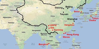 O sul da China mapa