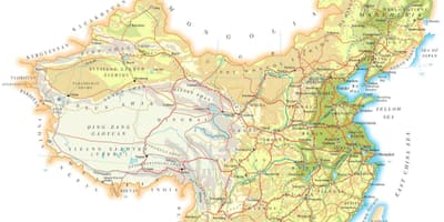 China mapa de topografia