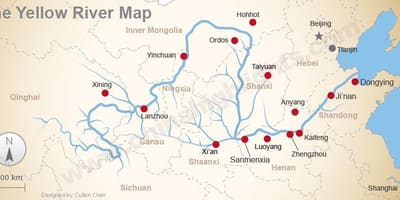 China mapa do rio amarelo